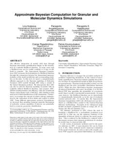 Approximate Bayesian Computation for Granular and Molecular Dynamics Simulations Lina Kulakova Computational Science and Engineering Laboratory ETH Zürich