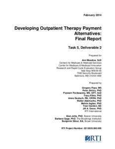Developing Outpatient Therapy Payment Alternatives: Final Report