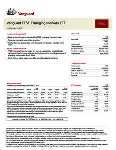 Vanguard FTSE Emerging Markets ETF  VWO As of December 31, 2012