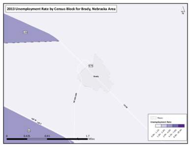 ´  2013 Unemployment Rate by Census Block for Brady, Nebraska Area 3.9%