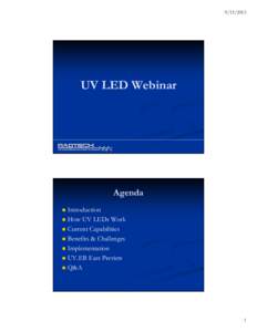 [removed]UV LED Webinar Agenda 