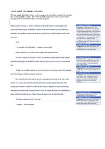 A NOTE AOBUT THIS FEEDBACK SAMPLE: This is a sample of feedback from a work-in-progress (a novel) from a student the tutor has been working with for a while. The comments build on previous sections and feedback discussio