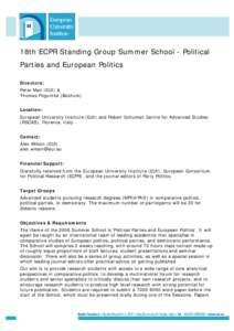 Kris Deschouwer / European Consortium for Political Research / Political science / Education / European University Institute / Peter Mair / Academia