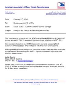 Email / Technology / United States / American Association of Motor Vehicle Administrators / Road transport in Canada / Department of Motor Vehicles