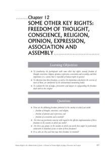 .........Chapter 12  SOME OTHER KEY RIGHTS: FREEDOM OF THOUGHT, CONSCIENCE, RELIGION, OPINION, EXPRESSION,
