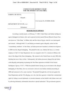 Case 1:09-cvBAH Document 65  FiledPage 1 of 36 UNITED STATES DISTRICT COURT FOR THE DISTRICT OF COLUMBIA