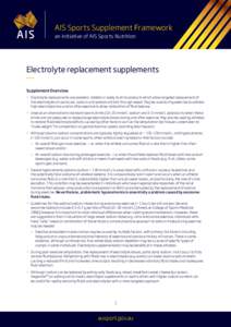 Electrolyte disturbances / Body water / Nutrition / Dietary supplements / Electrolyte / Sports drink / Oral rehydration therapy / Fluid balance / Dehydration / Medicine / Health / Biology