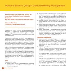 Master of Business Science (MSc) in Global(DBA) Marketing Management Doctor of