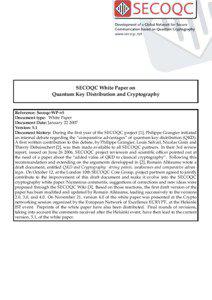 SECOQC White Paper on Quantum Key Distribution and Cryptography