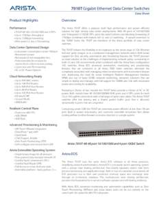7010T Gigabit Ethernet Data Center Switches Data Sheet Product Highlights  Overview