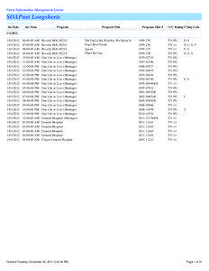 Storer Information Management System  SOAPnet Longsheets