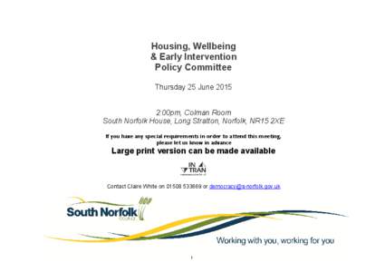 Agenda: Housing, Wellbeing & Early Intervention Policy Committee, Thursday 25 June [PDF]