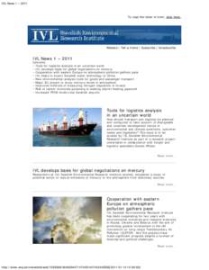 IVL News 1 – 2011  To read the letter in html, click here. Website | Tell a friend | Subscribe | Unsubscribe