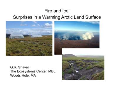 Fire and Ice: Surprises in a Warming Arctic Land Surface G.R. Shaver The Ecosystems Center, MBL Woods Hole, MA