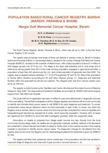 Individual Registry Data: Barshi POPULATION BASED RURAL CANCER REGISTRY, BARSHI (BARSHI, PARANDA & BHUM)