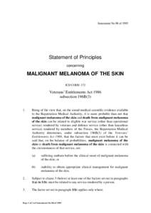 Instrument No.98 of[removed]Statement of Principles concerning  MALIGNANT MELANOMA OF THE SKIN