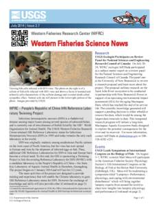 July 2014 | Issue 2.7  Western Fisheries Research Center (WFRC) Western Fisheries Science News Research