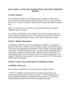 EQUATORIAL GUINEA 2012 International Religious Freedom Report