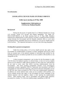 LC Paper No. CB[removed])  For information LEGISLATIVE COUNCIL PANEL ON PUBLIC SERVICE Follow-up to meeting on 19 May 2008