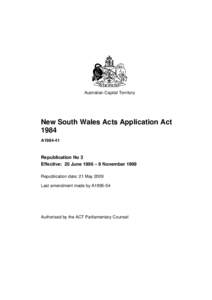 Australian Capital Territory  New South Wales Acts Application Act 1984 A1984-41