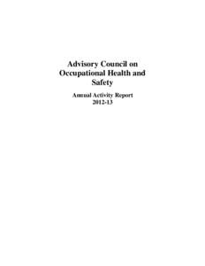 Advisory Council on Occupational Health and Safety Annual Activity Report[removed]