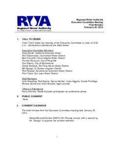 Regional Water Authority Executive Committee Meeting Final Minutes February 22, [removed].