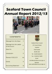 Seaford Town Council Annual Report[removed]CONTENTS Message from the Mayor