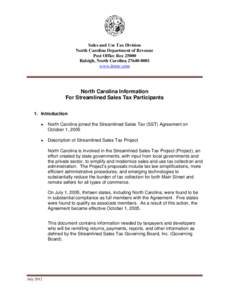 Sales and Use Tax Division North Carolina Department of Revenue Post Office Box[removed]Raleigh, North Carolina[removed]www.dornc.com