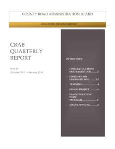 COUNTY ROAD ADMINISTRATION BOARD JOHN KOSTER, EXECUTIVE DIRECTOR CRAB QUARTERLY REPORT