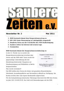 Newsletter Nr. 2  MaiBSR-Vorstand stimmt dem Kooperationsvertrag zu 2. KM 2301 beim Museumstag in Ludwigsfelde ausgestellt
