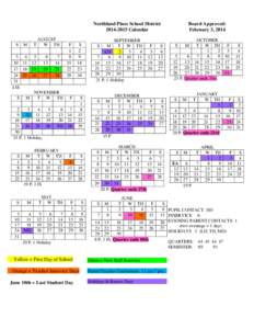 Northland Pines School District[removed]Calendar S M