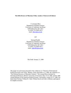 The Effectiveness of Monetary Policy Anchors: Firm-Level Evidence  J. Lawrence Broz Department of Political Science University of California, San Diego 9500 Gilman Dr. M/C 0521