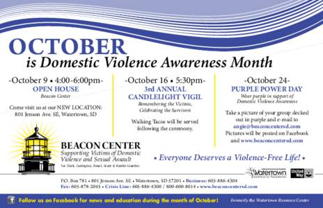 OCTOBER  is Domestic Violence Awareness Month -October 9 • 4:00-6:00pmOPEN HOUSE Beacon Center