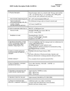 Sample HHW Facility Description Profile: Attachment 7. Houehold Hazardous Waste Grant 14th Cycle (HD14) for Fiscal Year[removed]California Integrated Waste Management Board.