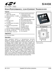 Si4438 H I G H - P ERFORMANCE , L O W -C U R R E N T T RANSCEIVER Features   Applications