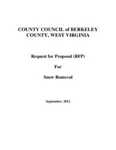 COUNTY COUNCIL of BERKELEY COUNTY, WEST VIRGINIA Request for Proposal (RFP) For Snow Removal