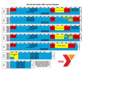 Olive Branch Family YMCA Lap Pool Schedule 5AM 1 2 3