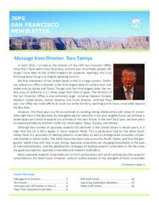 JSPS SAN FRANCISCO NEWSLETTER VOL. 42 | MARMessage from Director Toru Tamiya