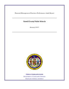 Financial Management Practices Performance Audit Report - Carroll County Public Schools - January 5, 2007