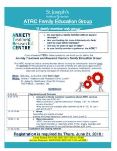 ATRC Family Education Group *A family member only group*    