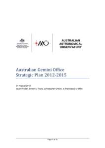 AUSTRALIAN ASTRONOMICAL OBSERVATORY Australian Gemini Office Strategic Plan[removed]