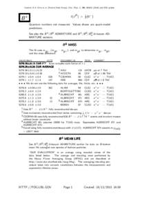 Citation: K.A. Olive et al. (Particle Data Group), Chin. Phys. C, 38, and 2015 update  I (J P ) = B±