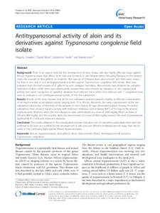 Biology / Aloin / Trypanosoma congolense / Tsetse fly / Aloe / Trypanosoma / African trypanosomiasis / Dimethyl sulfoxide / Emodin / Euglenozoa / Microbiology / Medicine