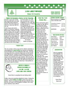 LONG LAKE TOWNSHIP  MERRY CHRISTMAS Winter 2013 Newsletter