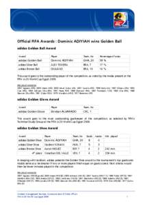 FIFA U-20 World Cup / Dominic Adiyiah / FIFA World Cup awards / Lionel Messi / Adidas / Association football / Football in Ghana / Sports