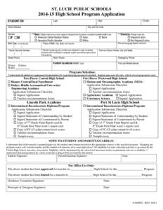 ST. LUCIE PUBLIC SCHOOLS[removed]High School Program Application