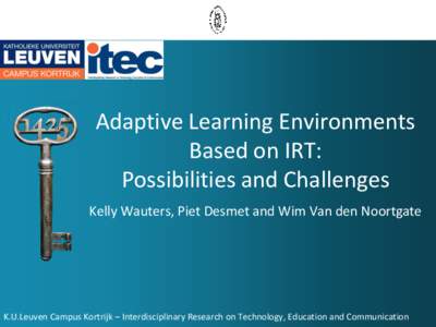 E-learning / Psychometrics / Education / Learning / Adaptive learning