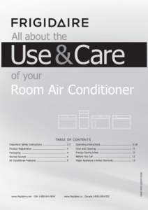 All about the  Use &Care of your  Room Air Conditioner