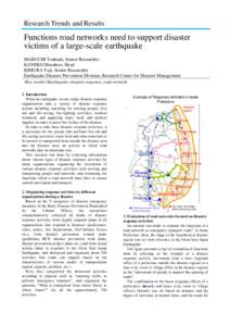 Research Trends and Results  Functions road networks need to support disaster victims of a large-scale earthquake MABUCHI Toshiaki, Senior Researcher KANEKO Masahiro, Head