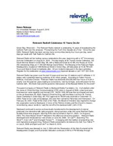 Microsoft Word - 10th Anniversary Press Release - Aug 2010 _4_.doc